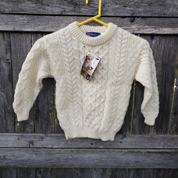 Brand new!! NWT British Wool handmade cream merino wool sweater size 1/2 years - Picture 1 of 5